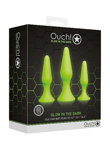 Analsex - Buttplug sett Ouch Glow in the dark 3stk - bilde 3